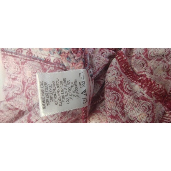 Top Women's L 3/4 Sleeve Lace Boho Hippie Bohemian Maroon Burgundy Peasant - Picture 5 of 7